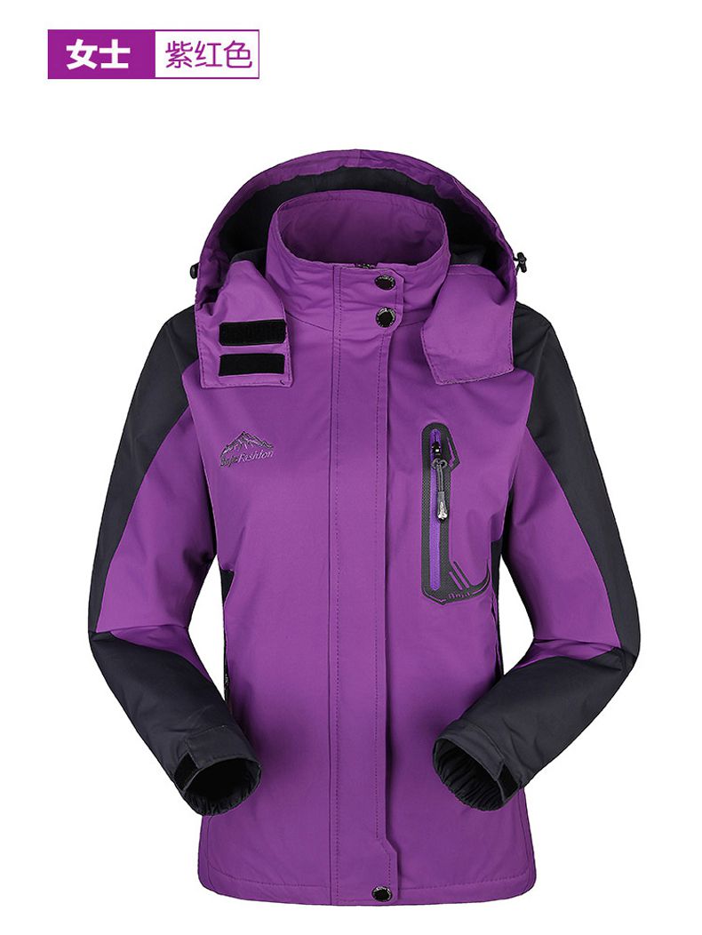紫紅色女式沖鋒衣款式圖
